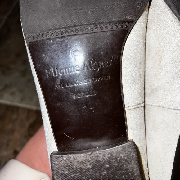 Etienne Aigner Scroll Cream Suede Leather Embroidered Loafers Flats - Picture 6 of 8